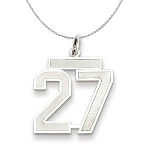 Sterling Silver, Jersey Collection, Medium Number 27 Necklace - 20 In
